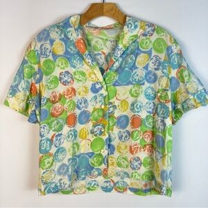Vintage 1950/60’s Button Down Top With Pastel Bubbles